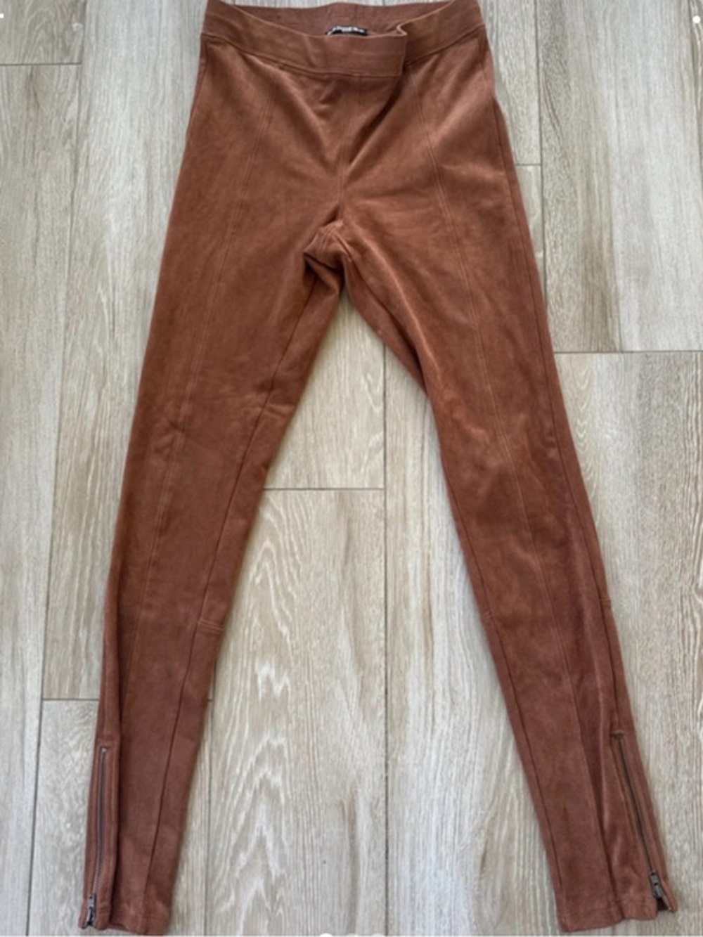 Express Faux Suede Brown Ankle Zip Leggings XS